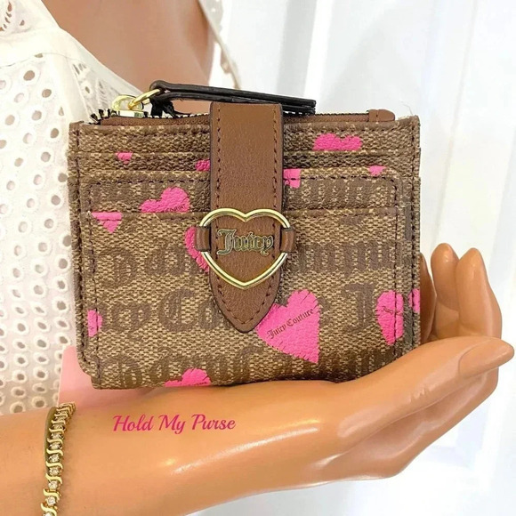Juicy Couture Addicted To Love Heart Print Tab ID Card Case NWT - Picture 2 of 7